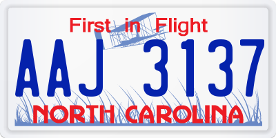 NC license plate AAJ3137