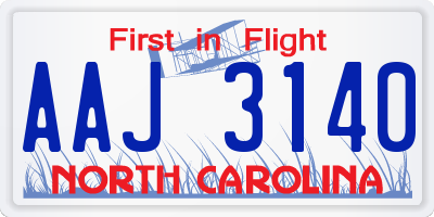 NC license plate AAJ3140