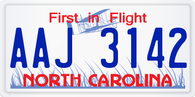 NC license plate AAJ3142