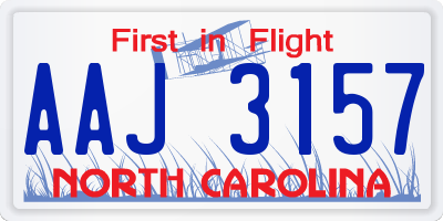 NC license plate AAJ3157