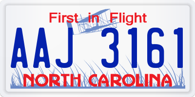 NC license plate AAJ3161