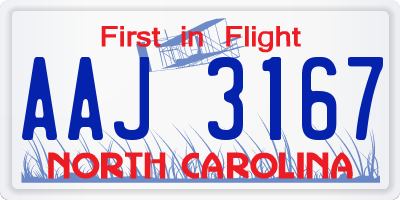 NC license plate AAJ3167