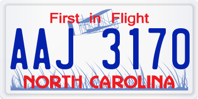 NC license plate AAJ3170