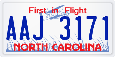 NC license plate AAJ3171