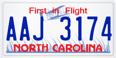 NC license plate AAJ3174