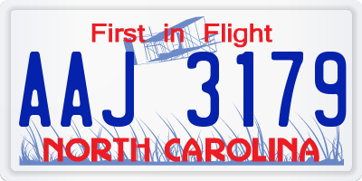 NC license plate AAJ3179