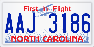 NC license plate AAJ3186