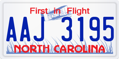 NC license plate AAJ3195