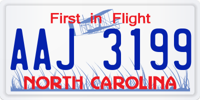 NC license plate AAJ3199