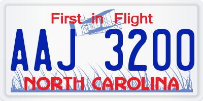 NC license plate AAJ3200