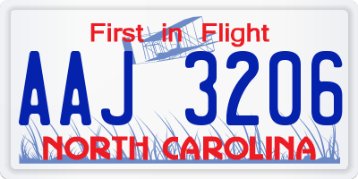 NC license plate AAJ3206