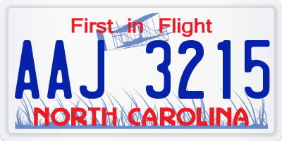 NC license plate AAJ3215