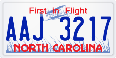 NC license plate AAJ3217