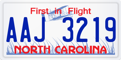 NC license plate AAJ3219