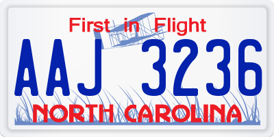 NC license plate AAJ3236