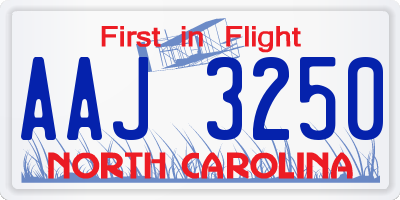 NC license plate AAJ3250