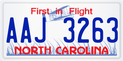 NC license plate AAJ3263