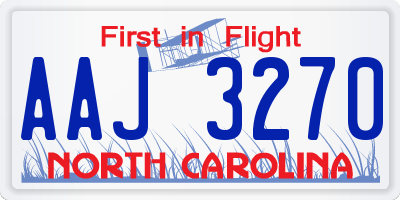 NC license plate AAJ3270