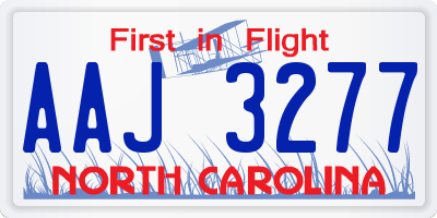NC license plate AAJ3277