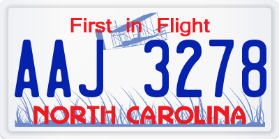 NC license plate AAJ3278