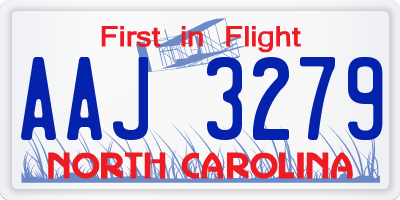 NC license plate AAJ3279