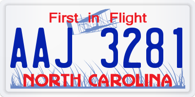 NC license plate AAJ3281