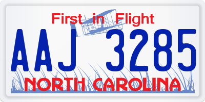NC license plate AAJ3285