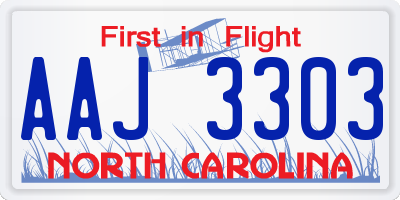 NC license plate AAJ3303