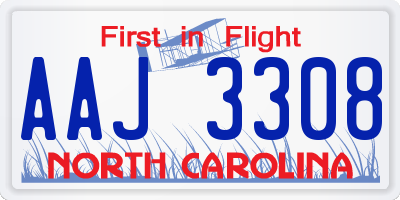 NC license plate AAJ3308
