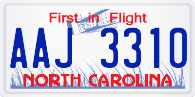 NC license plate AAJ3310