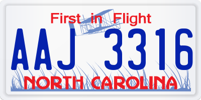 NC license plate AAJ3316