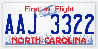 NC license plate AAJ3322