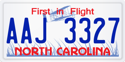 NC license plate AAJ3327