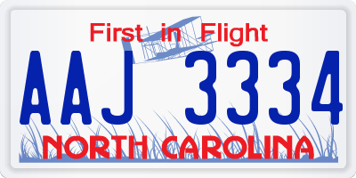 NC license plate AAJ3334