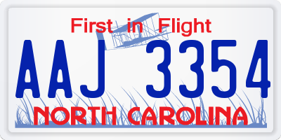 NC license plate AAJ3354