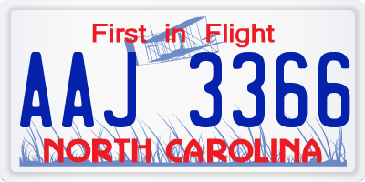 NC license plate AAJ3366