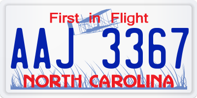 NC license plate AAJ3367