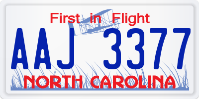 NC license plate AAJ3377
