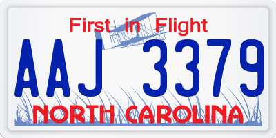 NC license plate AAJ3379