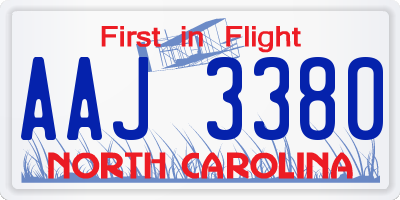 NC license plate AAJ3380