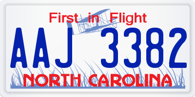 NC license plate AAJ3382