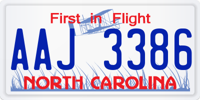NC license plate AAJ3386
