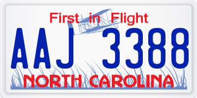NC license plate AAJ3388