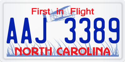 NC license plate AAJ3389