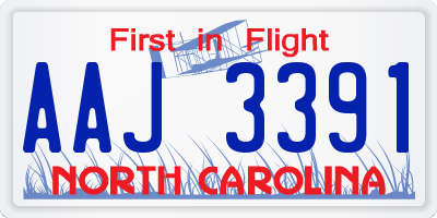 NC license plate AAJ3391