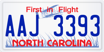 NC license plate AAJ3393