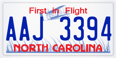 NC license plate AAJ3394