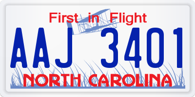NC license plate AAJ3401