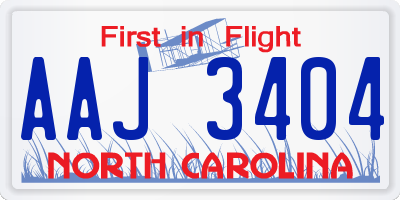 NC license plate AAJ3404