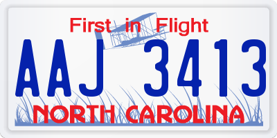 NC license plate AAJ3413